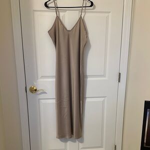 Banana Republic Tan Midi Slip Dress with Spaghetti Straps for Cocktail